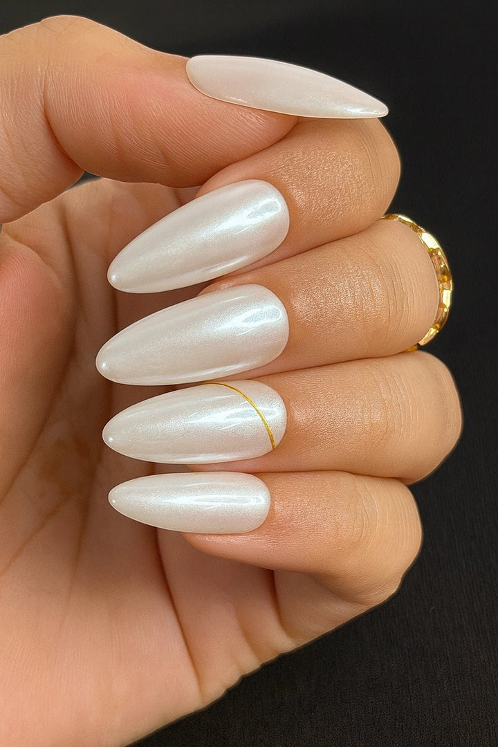 Buy silver chrome white almond fake artificial ails online in India