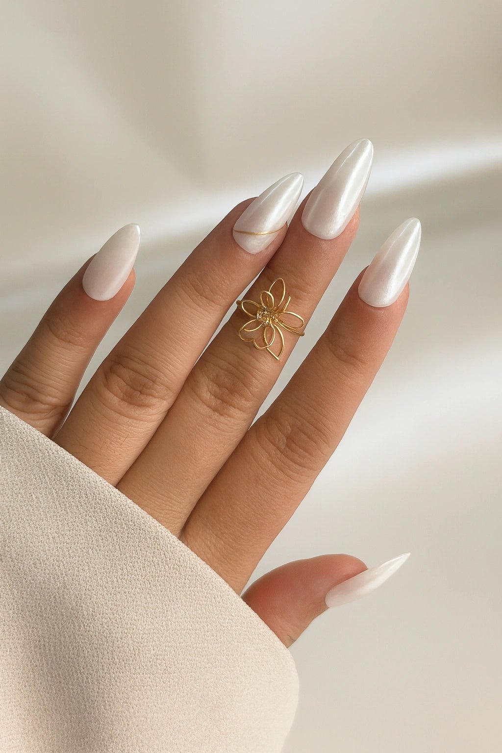 Buy silver chrome white almond fake artificial ails online in India