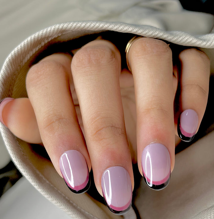 buy Black french tip manicure false press on nails online in India