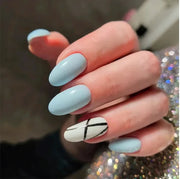Summer Plain Sky Blue Fake Artificial nails