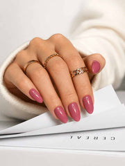 Blush Glow light brown almond press-on nails by Naakhun.com
