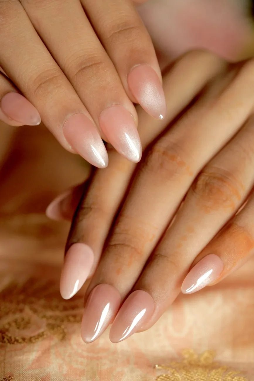 Close-up of Blusheen premium handmade press-on nails