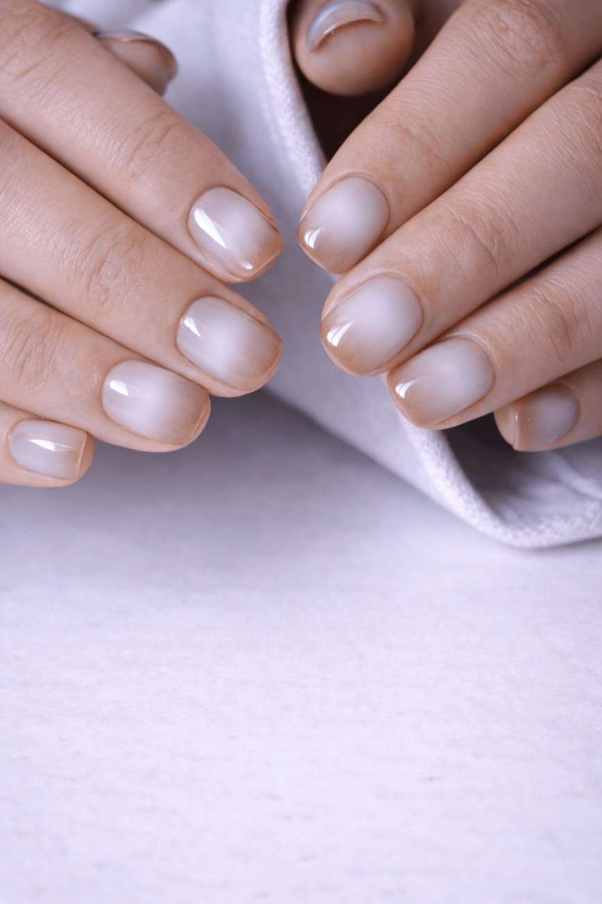 Close-up of Brown Sugar premium handmade press-on nails