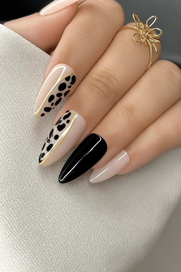 Buy black leopard animal print fake press on nails online in India