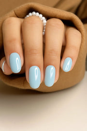 buy sea green short round press on fake nails online in India