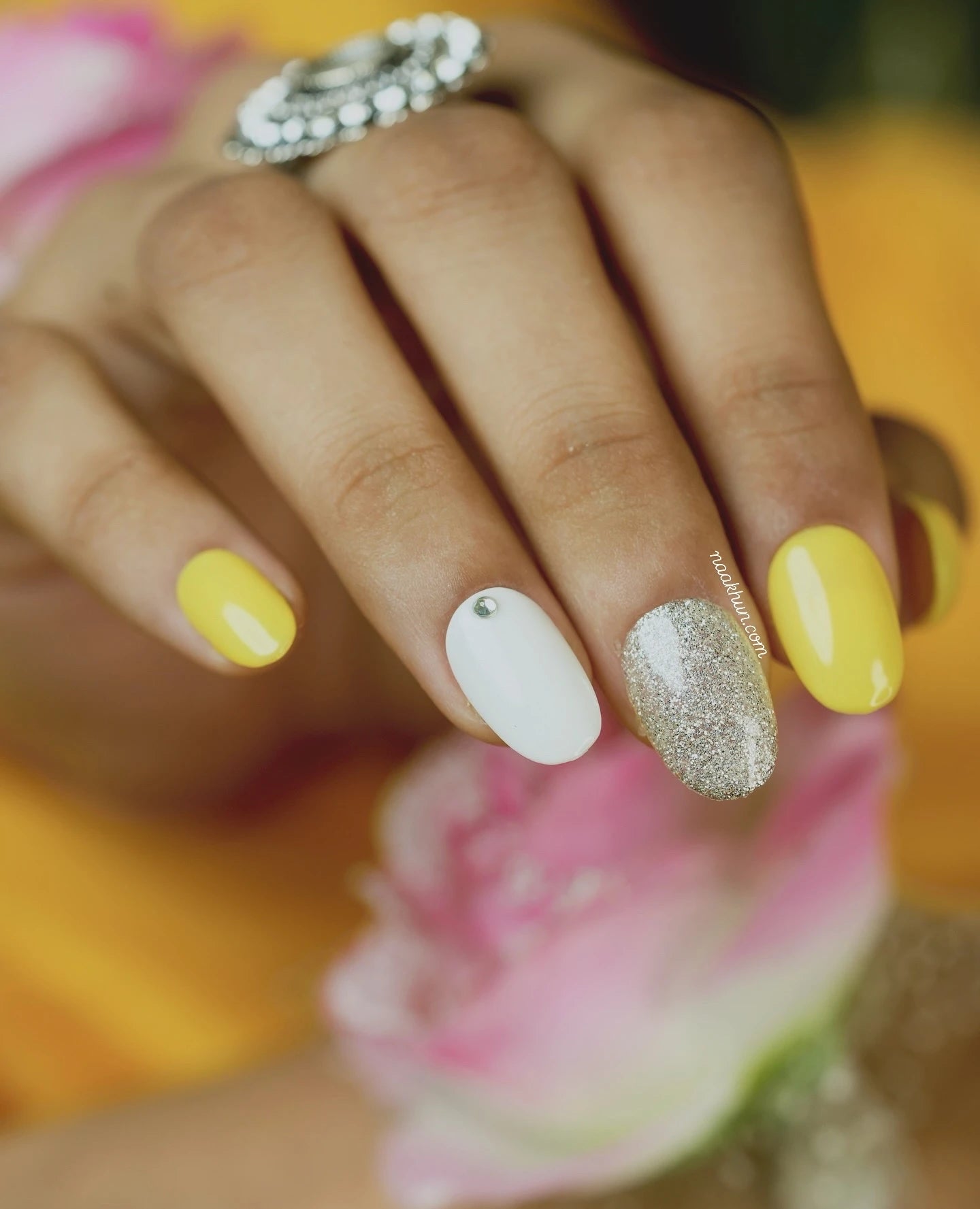 buy Wedding Special Yellow Glitter Press On Nails online in india