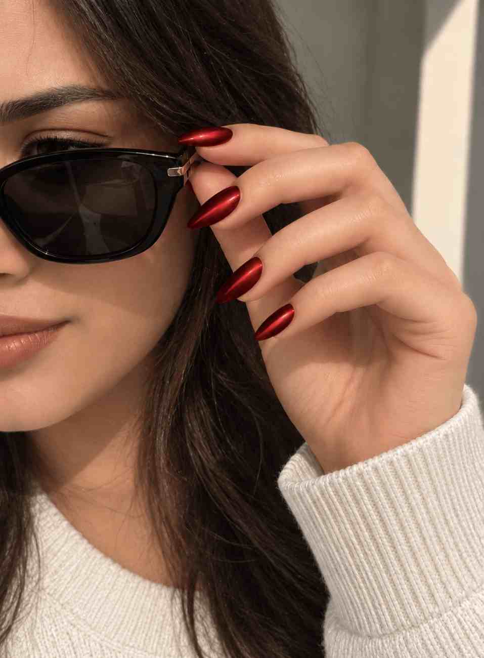 Cherry Bomb red press-on nail set front view