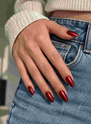 Cherry Bomb red press-on nails by Naakhun.com