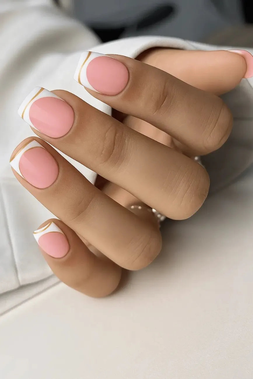 Close-up of Chrome Edge premium handmade press-on nails