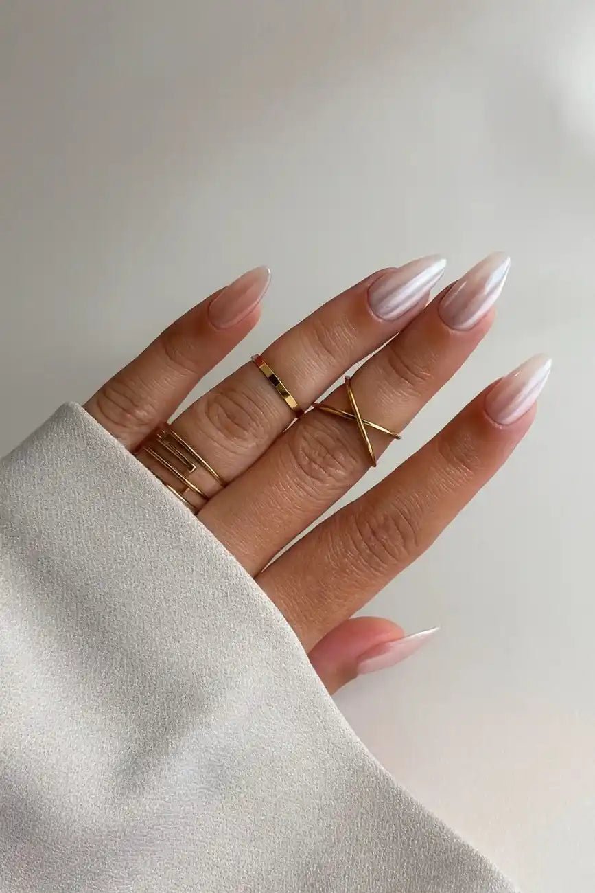 Elegant shimmer press-on nails with crystal-inspired details