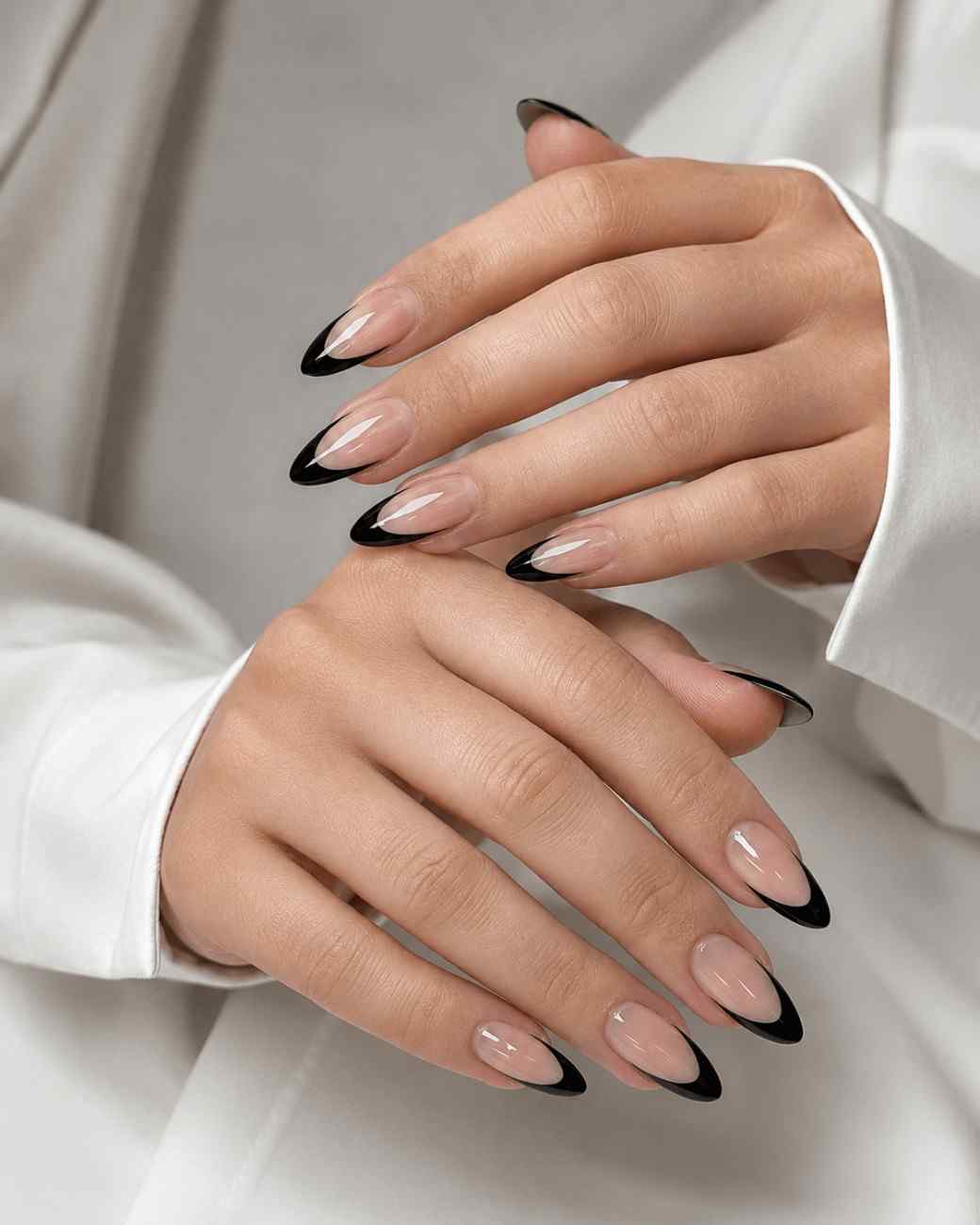 Dark-toned press-on nails with glossy salon-quality finish