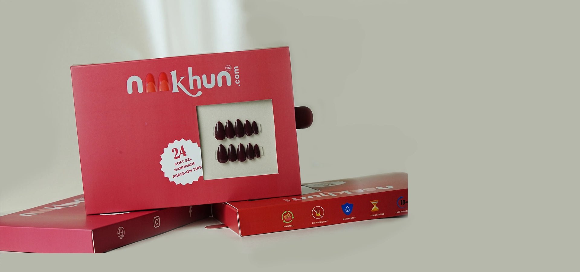 Golden Hour press-on nails packaging by Naakhun