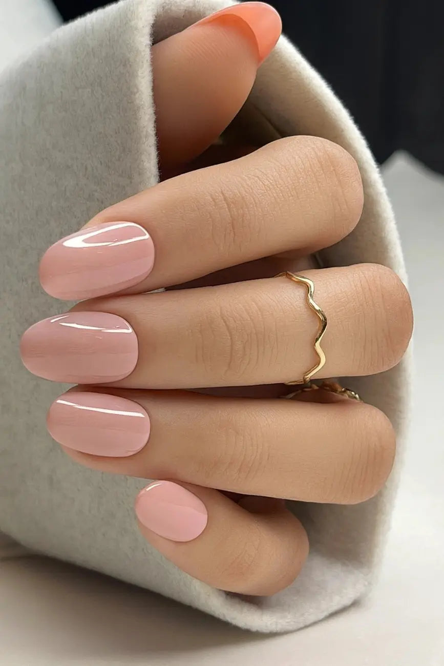 Latte Love handmade soft gel press-on nails with a creamy nude latte finish by Naakhun