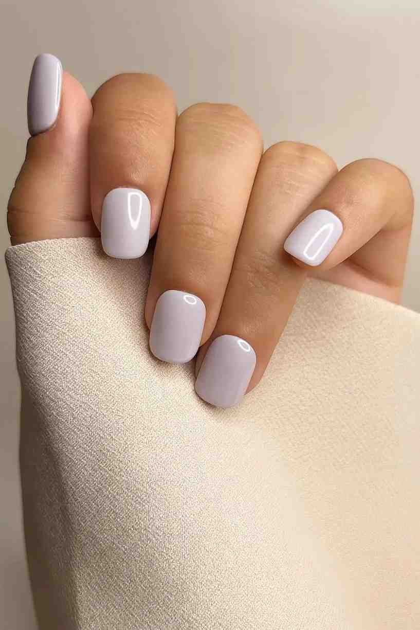 Soft lavender press-on nails inspired by dreamy clouds