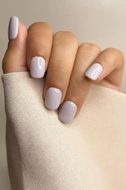 Lavender Cloud handmade reusable soft gel press-on nails with a soft lavender finish by Naakhun