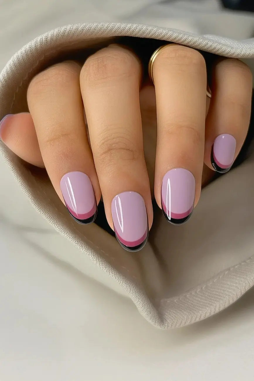 Close-up of Lovely Layers nails highlighting delicate layered accents and glossy finish
