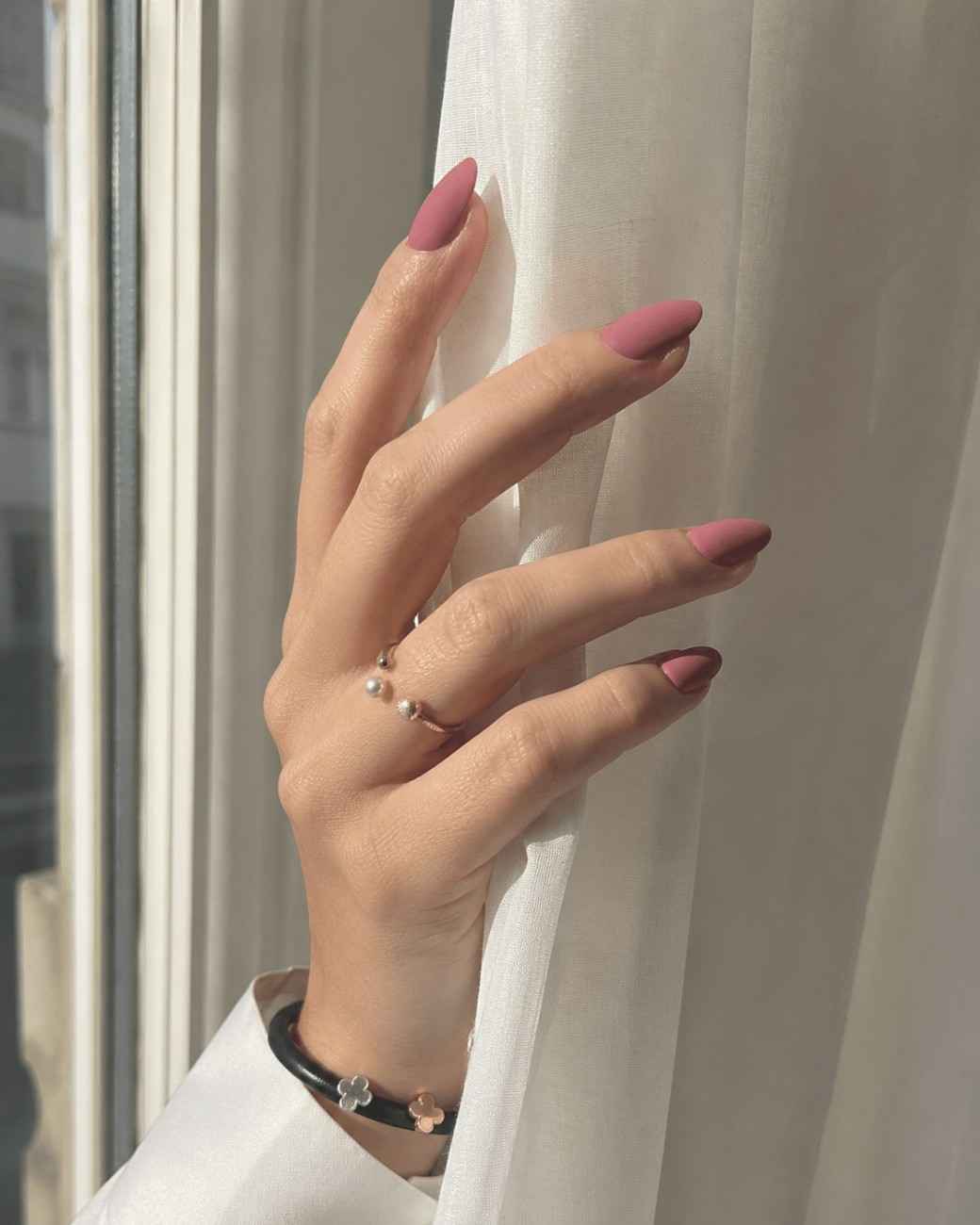 Matte pink press-on nails with salon-quality finish