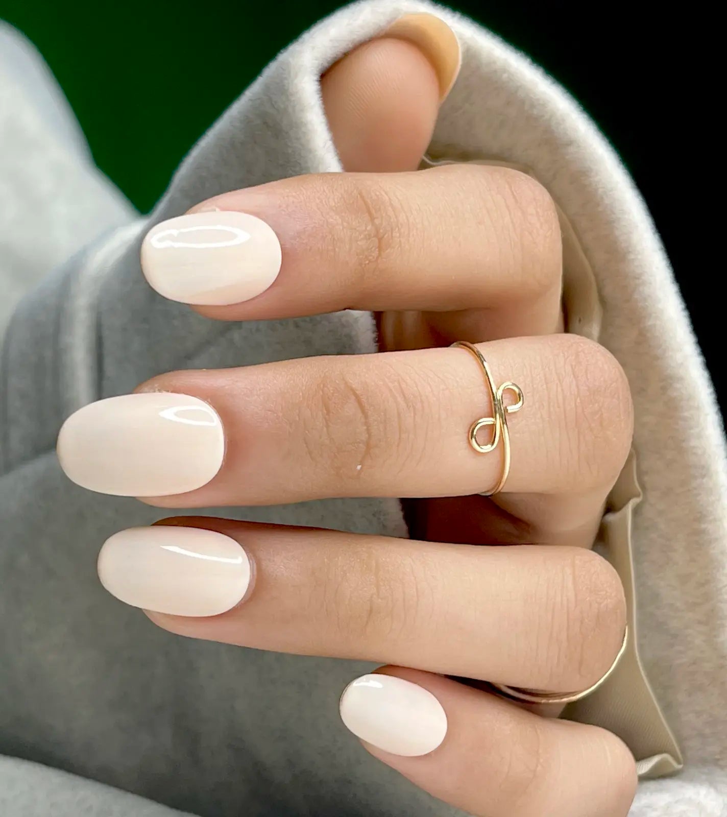 Mocha nude press-on nails with a soft glossy finish