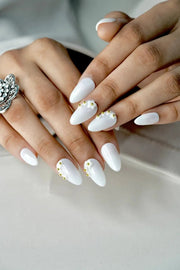 Pearl Glow handmade reusable soft gel press-on nails with a luminous pearl finish by Naakhun