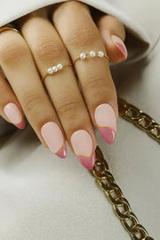 Petal Glow handmade reusable soft gel press-on nails with soft floral pink finish by Naakhun 