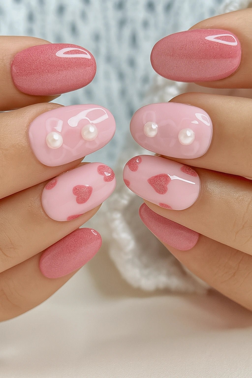 Short round pink cat eye soft gel press on nails online