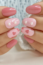 Short round pink cat eye soft gel press on nails online