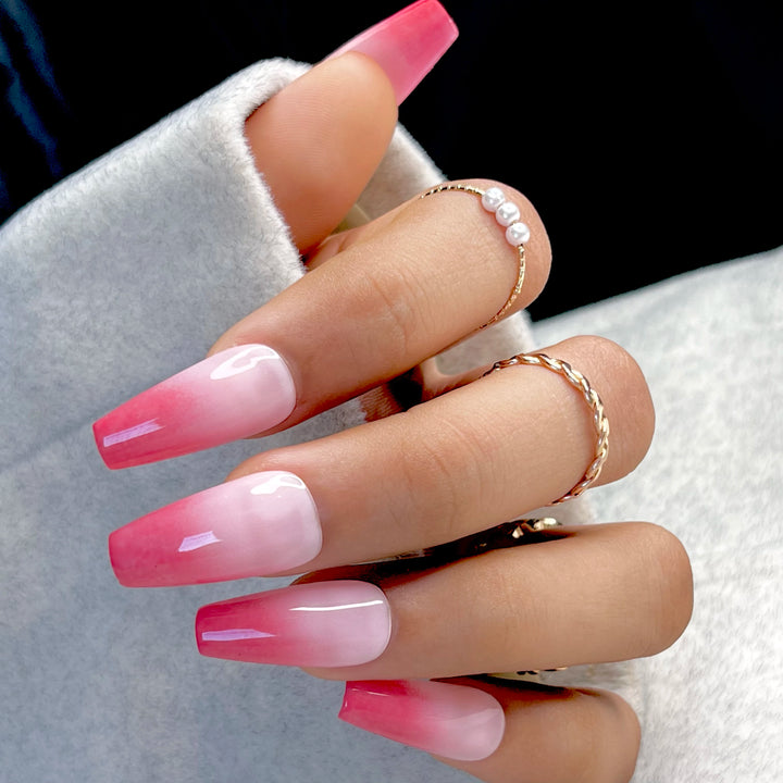 pink and white french tip manicure stick on nails  false nails fake nails artificial nails soft gel nails press on nails online in India