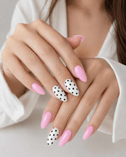 Polka Pop handmade reusable soft gel press-on nails with playful polka dot design by Naakhun
