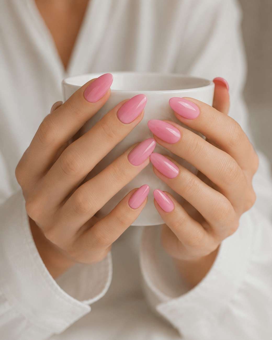 Close-up of Pretty In Pink premium handmade press-on nails