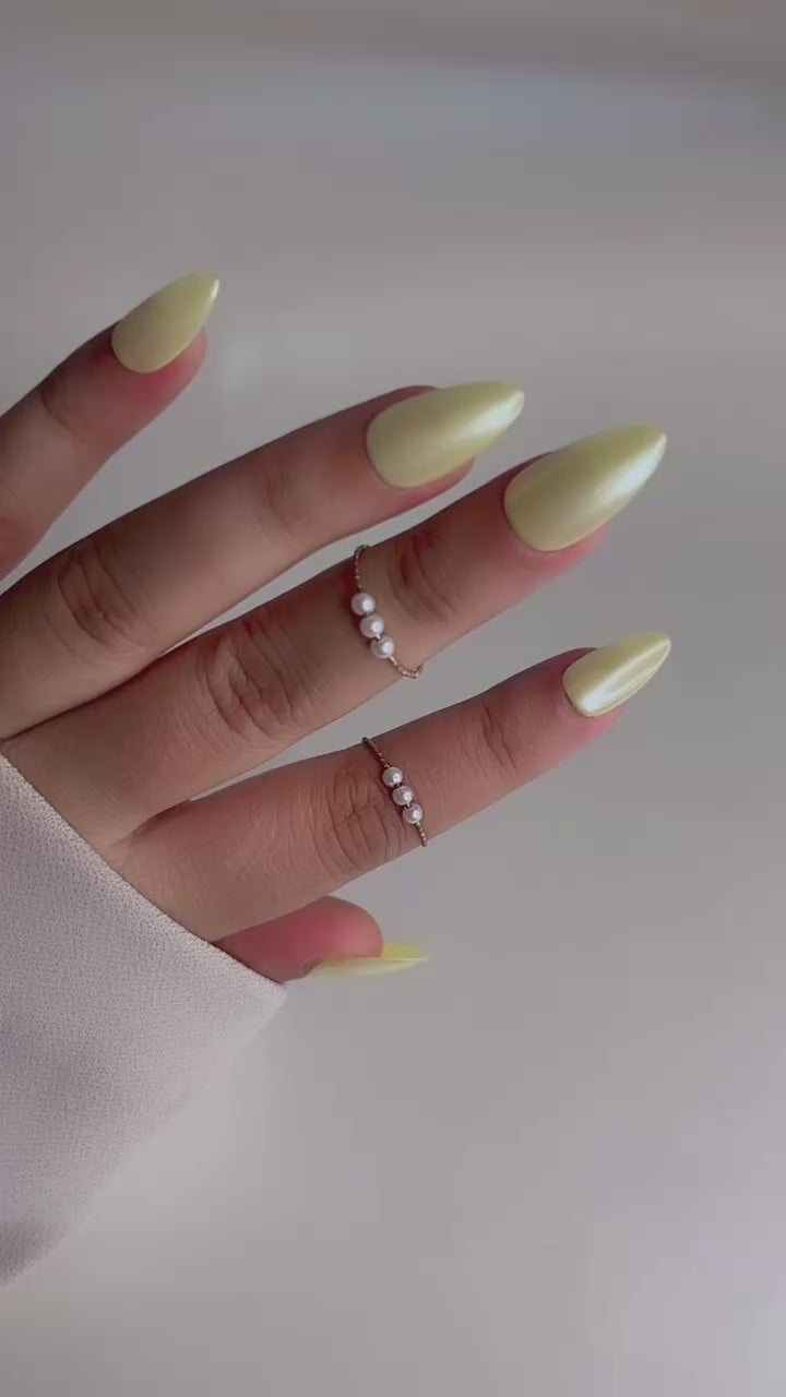 yellow chrome almond press on nails online