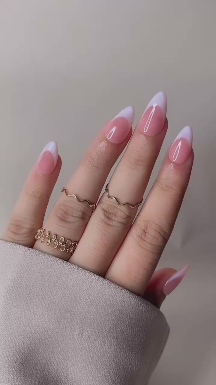 Deep french tip manicure fake nails