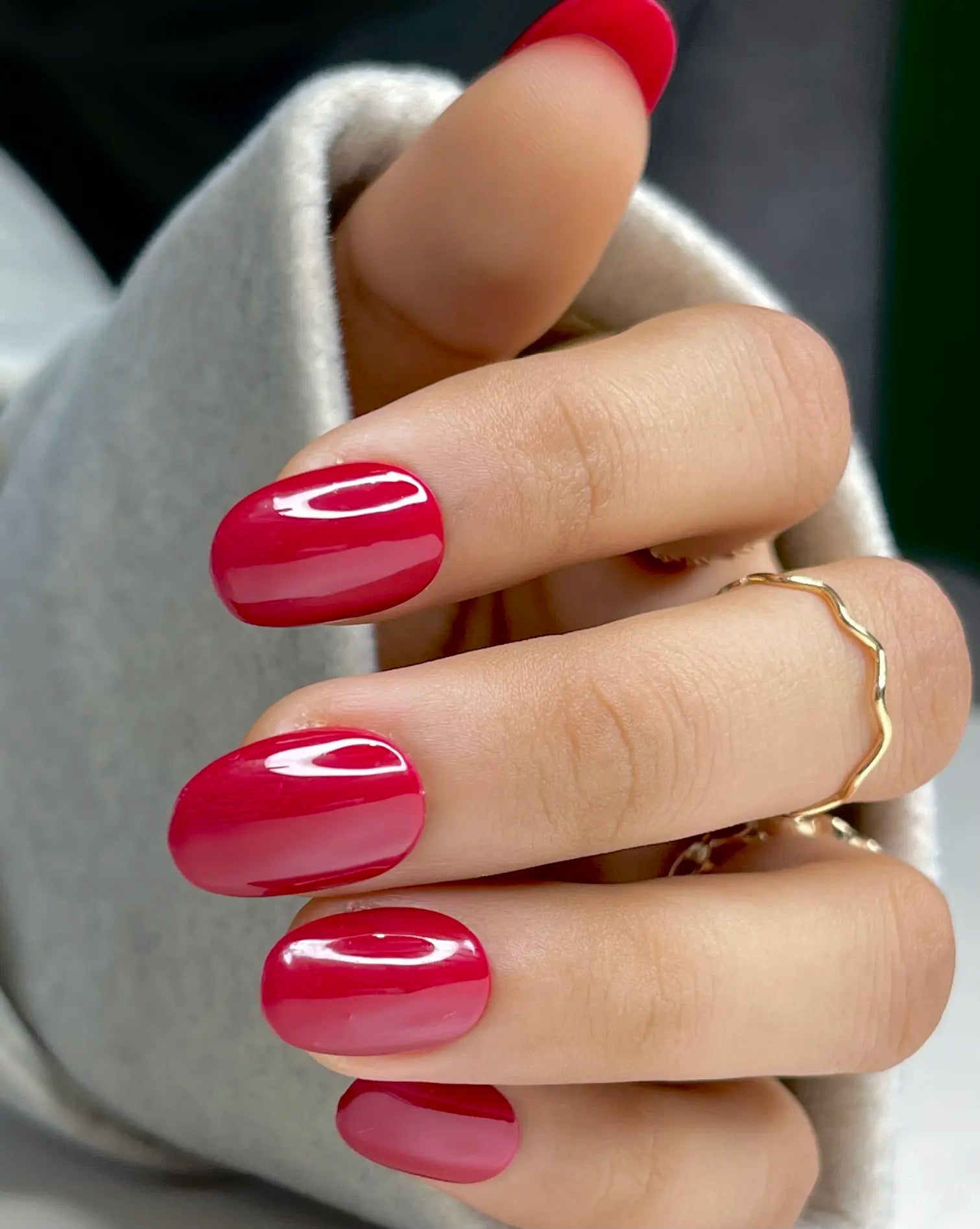 Bold red press-on nails styled for parties, date nights, and glamorous occasions