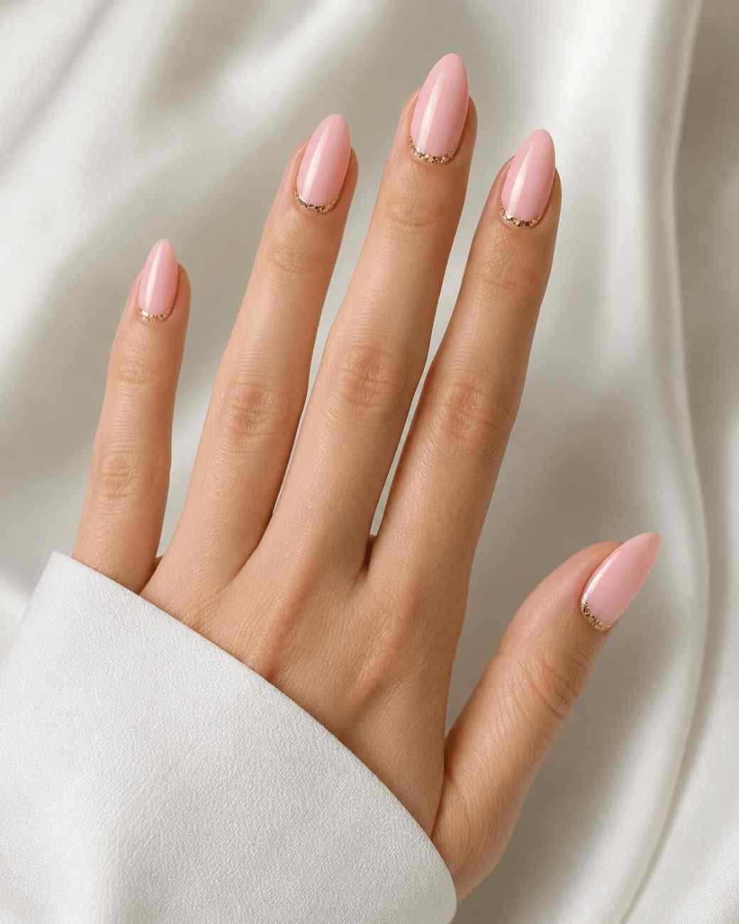 Elegant rose pink press-on nails with a radiant finish