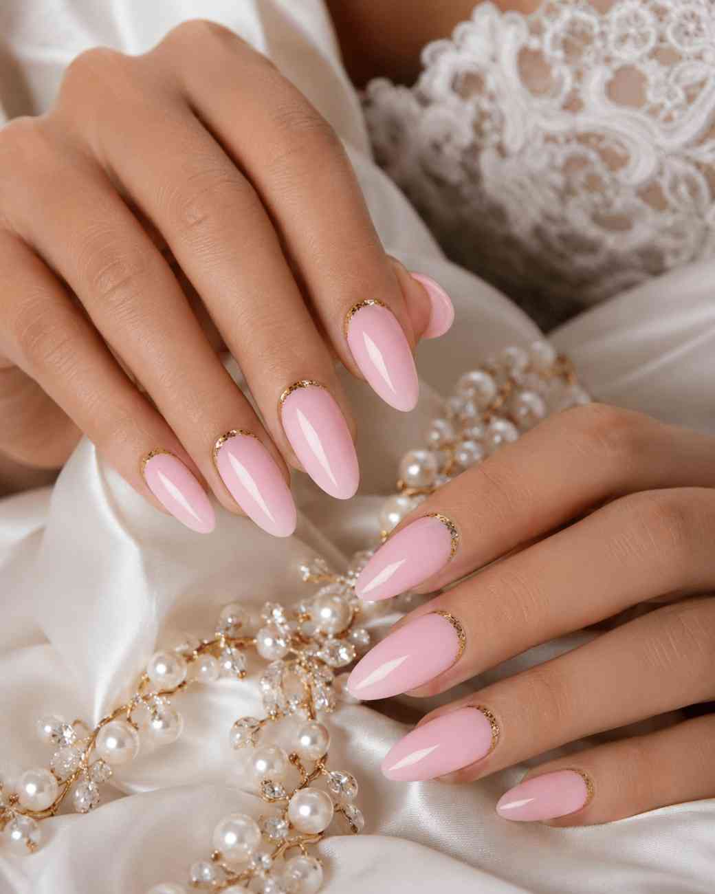 Rose pink press-on nails with glossy salon-quality finish