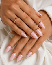 Rose Glow handmade reusable soft gel press-on nails with radiant rose pink finish by Naakhun