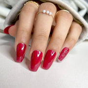 Royal Red handmade soft gel press-on nails with a rich royal red finish by Naakhun