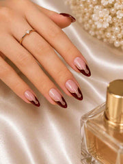 Ruby Waves dark wine press-on nails by Naakhun.com