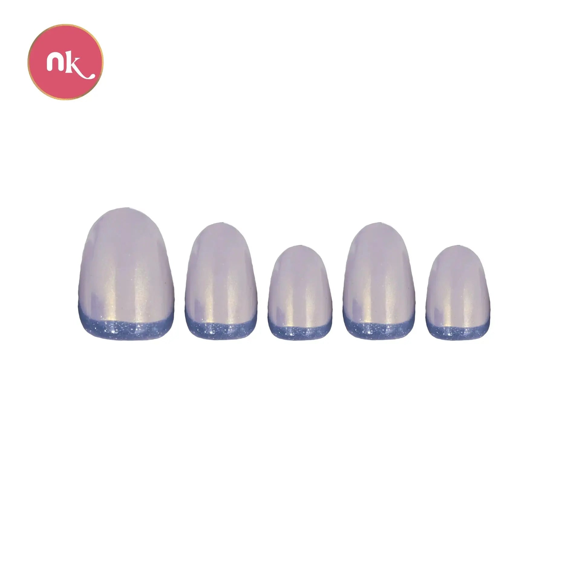 Blue French tip and Silver Chrome Press On Fake Nails