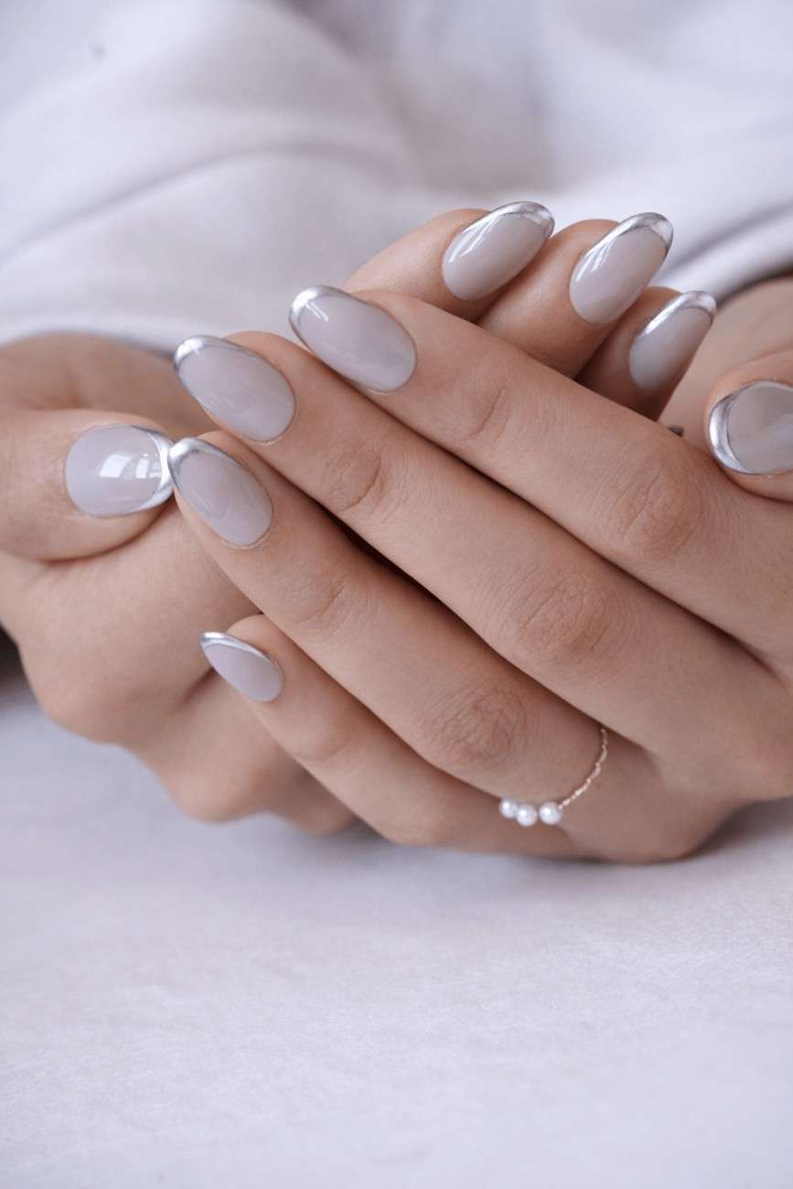 Smoky grey press-on nails with salon-quality finish
