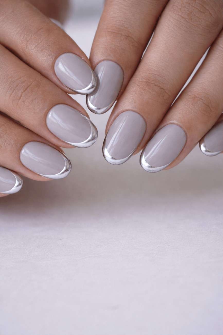 Close-up of Smoky Elegance premium handmade press-on nails