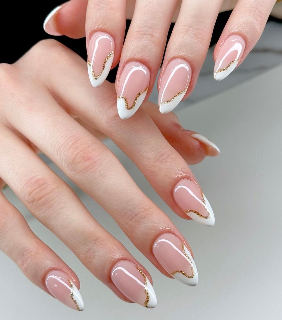 buy white and pink french tip press on nails online in india
