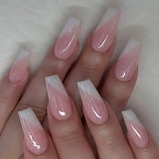 White and Pink French Tip manicure Artificial Fake Long Press on nails online in India