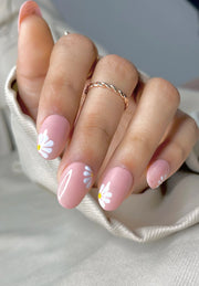 Get Nude Pink White Yellow Floral artificial fake Press On Nails Online in India