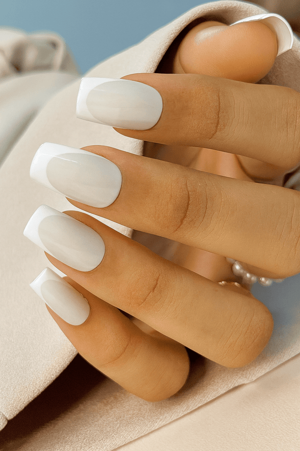 get white french tip fake artificial nails online