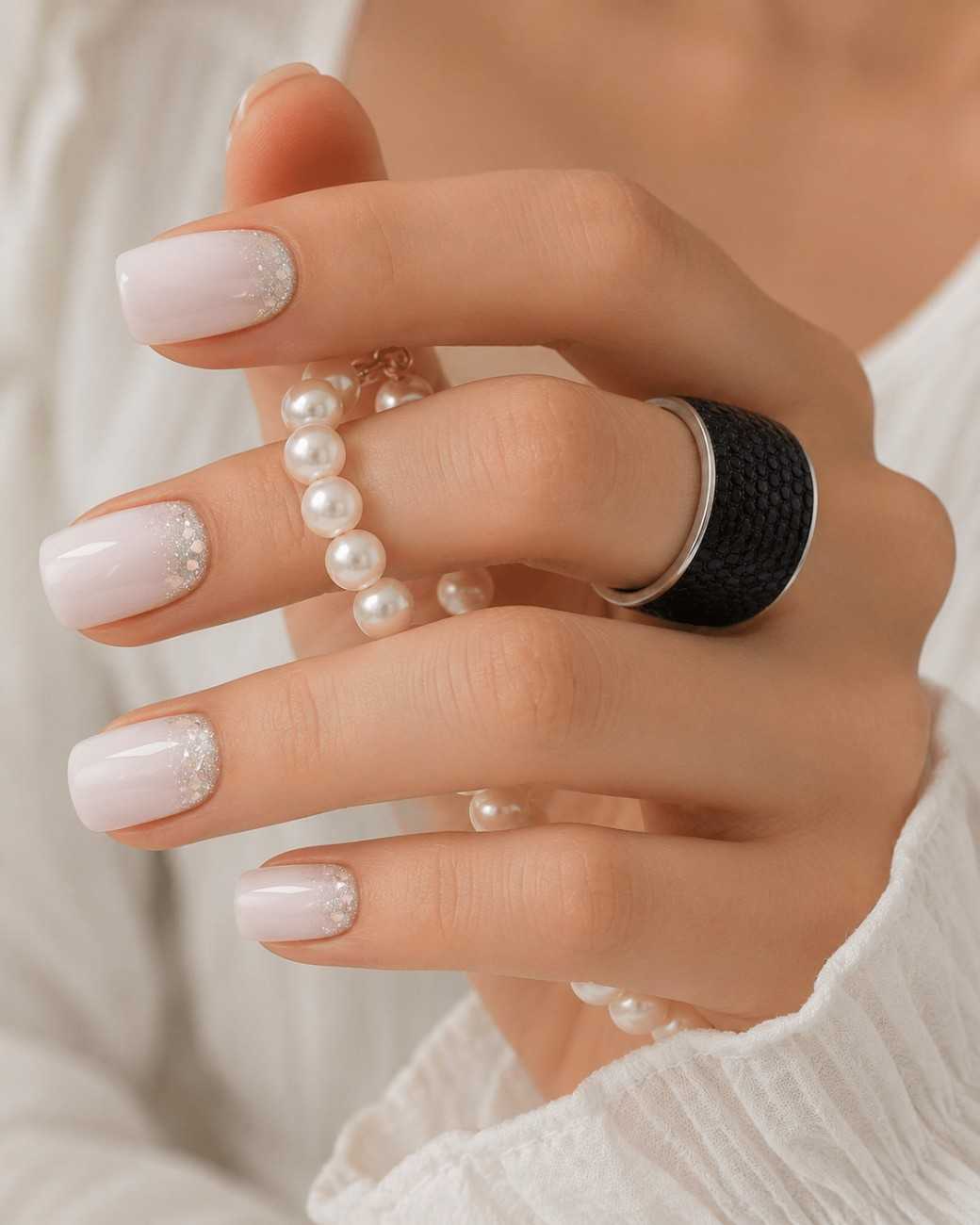 White Swan handmade reusable soft gel press-on nails with elegant glossy white finish by Naakhun